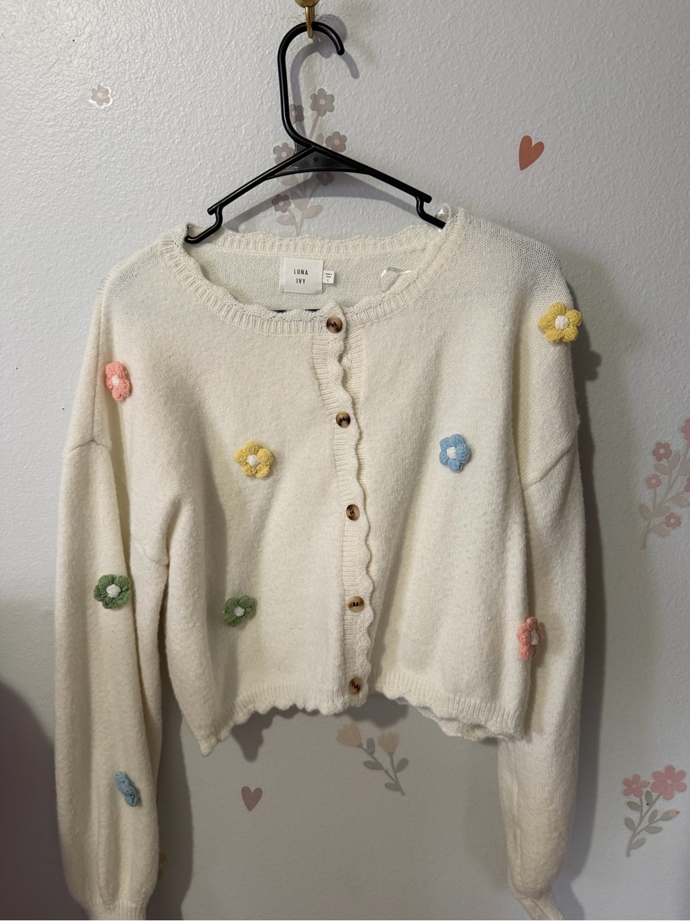 Luna Ivy Floral Knit Button-Up Sweater